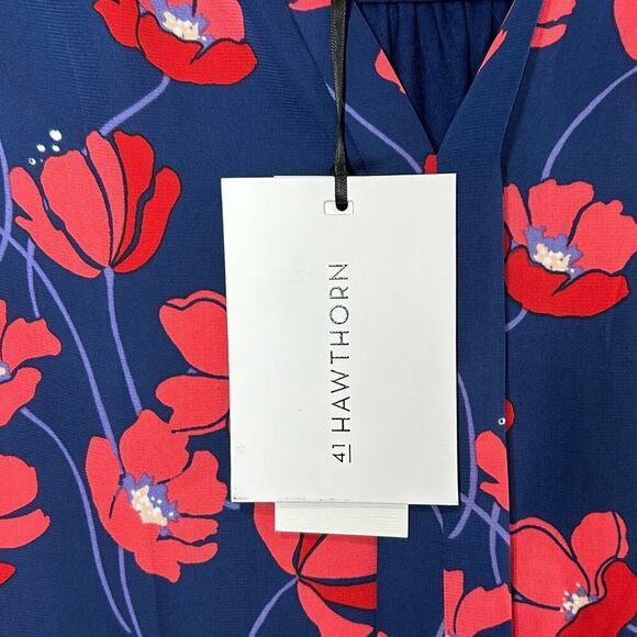NWT 41 Hawthorn Orlee Mixed Media Split Neck Sleeveless Floral Top XSP - Picture 5 of 9